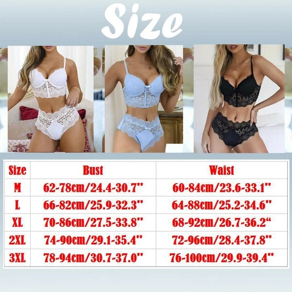 Women Lace Sexy Lingerie Nightwear Ladies Underwear Pajamas Set Bra Thong V1