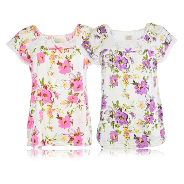 JEFFRICO Womens 2 Pack Capri Set Sleepwear Soft Pajamas Sleep Nightshirts 804C