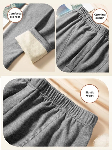 Men's Cashmere & Silk Lined Thermal Pajama Set Soft Underwear Set Long Johns