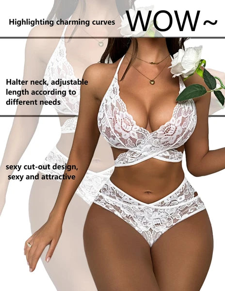 Two Piece Women Sexy Lingerie Set Lace Bra and Panty Set Babydoll Sleepwear US