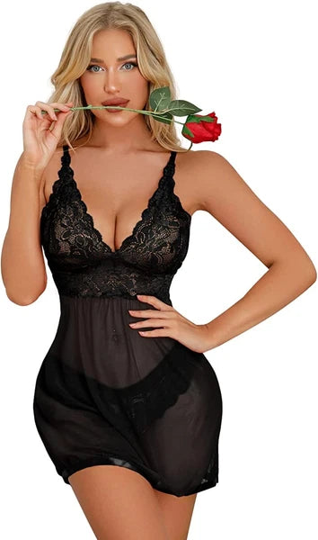 Lingerie-Underwear-Sleepwear-Sexy-Women-Pajamas -Lace-Babydoll-Nightwear-Pajamas