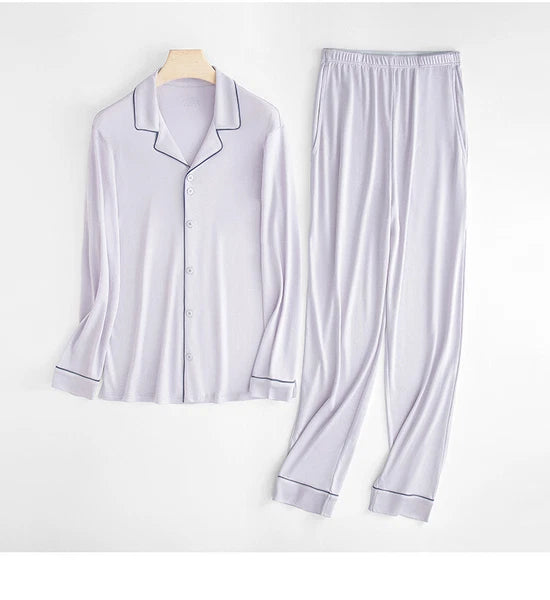 Women Antibacterial Pajamas Set Long Sleeve Dust Mite Resistant Long Pants-