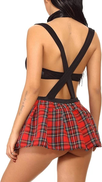 Halloween School Girl Cosplay Tartan Mini Skirt Sexy Lingerie Student Uniform US
