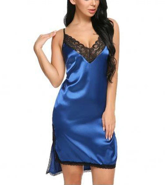 US Women Sexy-Lingerie Sleepwear Satin Silk Babydoll Lace Nightwear Pajamas Set