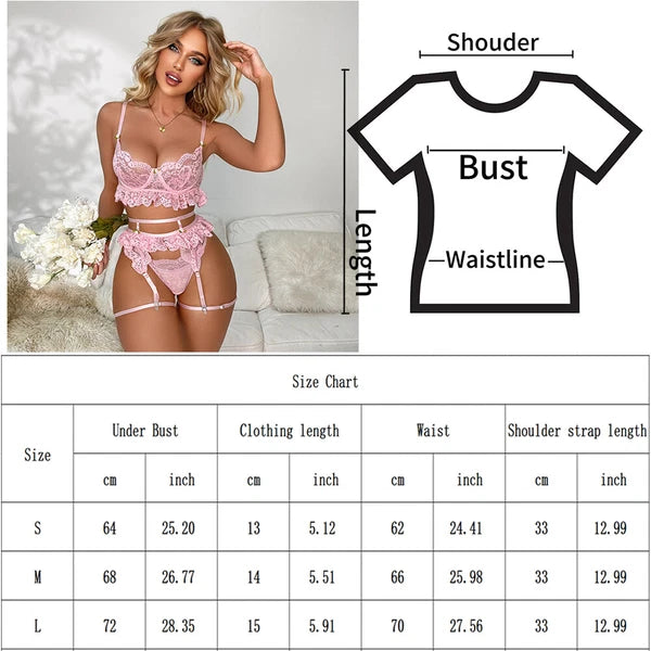 Women Sexy Lingerie Sleepwear Underwear Nightwear Babydoll Lace Bra Thong Set US