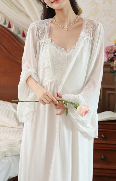 Women Lounge Suit Sling Padded Dress Cotton Robes Mesh Nightwear 2pcs 161201