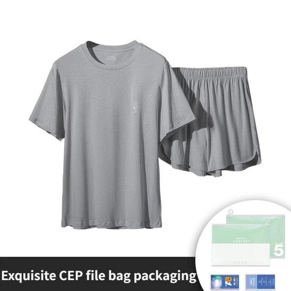 Women's Anti Bacterial Short Sleeve Lounge Loose Fit Cotton Summer Pajama Set