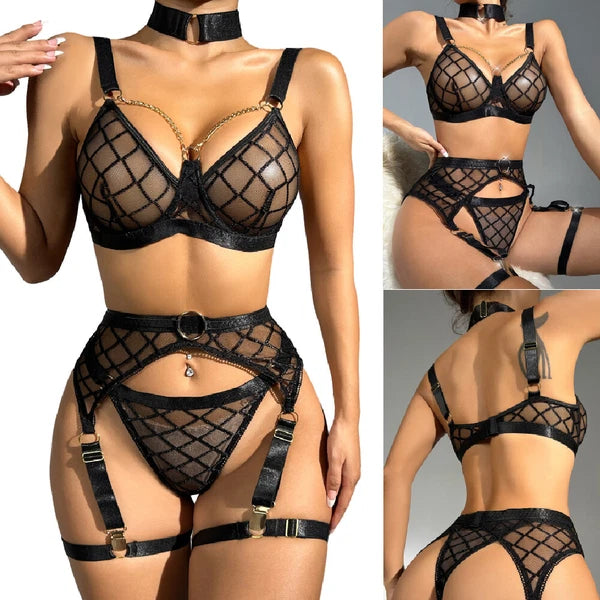 Women Sexy Lingerie Sleepwear Underwear Nightwear Babydoll Lace Bra Thong Set US