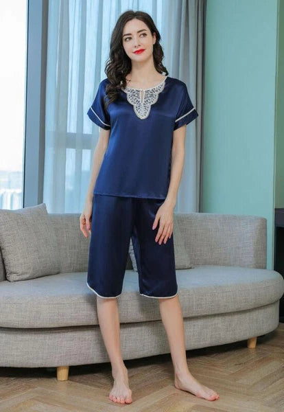 New Women Silk Pajamas Set,2 pieces,100% Mulberry Silk Sleepwear Nightwear U7198