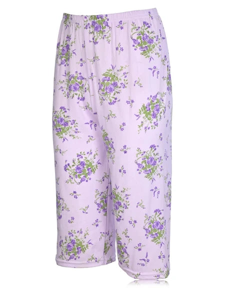 JEFFRICO Womens Capri Pajama Set 2 Piece Short Sleeve Top & Capri Pants 5201C