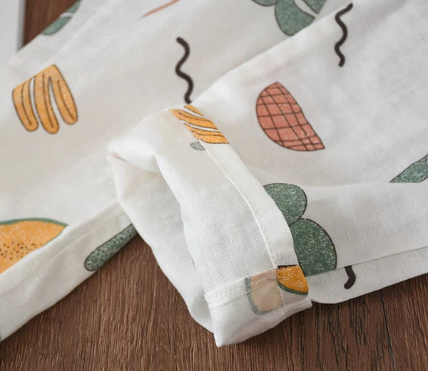 Women Pajamas Set 100% Cotton Printed Sleepwear Casual Nightwear Gauze Home Wear