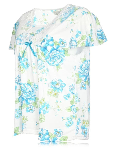 JEFFRICO Womens Capri Pajama Set 2 Piece Short Sleeve Top & Capri Pants 812C