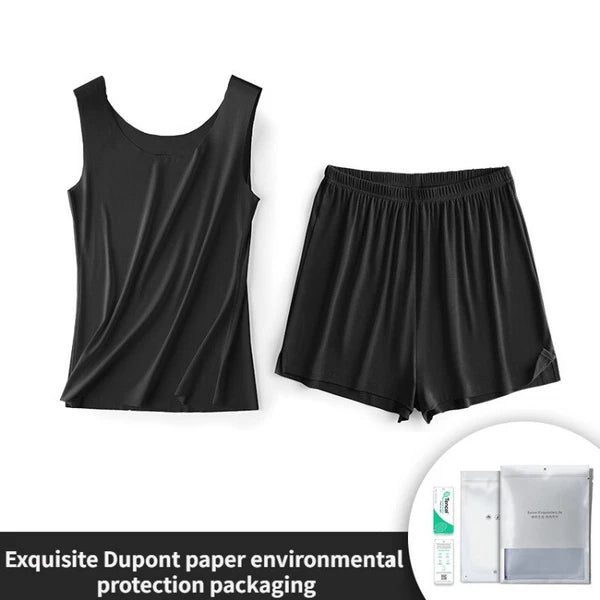 Comfortable Women Summer Pajamas Set Comfortable Casual Bacteriostasis Vest And Shorts-