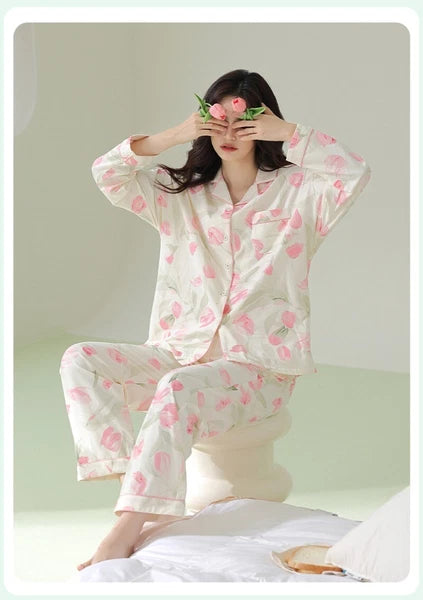Fashion Women's Home Clothes Print Pajama Set Soft Comfortable Autumn Sleepwear