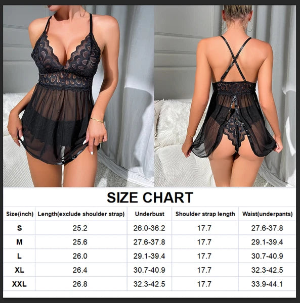 Lingerie-Underwear-Sleepwear-Sexy-Women-Pajamas -Lace-Babydoll-Nightwear-Pajamas