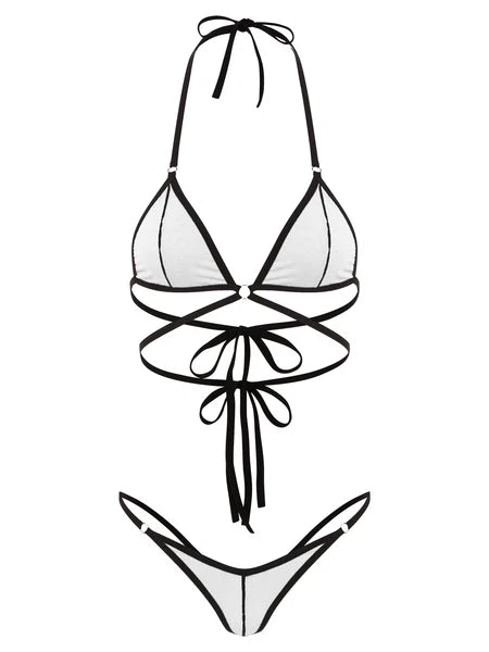 Women's Floral Lace Lingerie Bra Set Crotchless Thong G-string Cupless Bralette