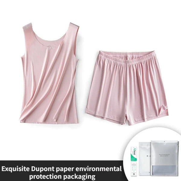 Comfortable Women Summer Pajamas Set Comfortable Casual Bacteriostasis Vest And Shorts-