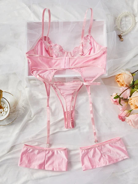 Sexy Women Lingerie Pink Lace Dress G-string Underwear Babydoll Sleepwear Gift