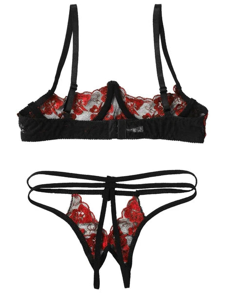 Women's G-string Sexy Lingerie Nightwear Lace Thong Bra Set Underwear Babydoll