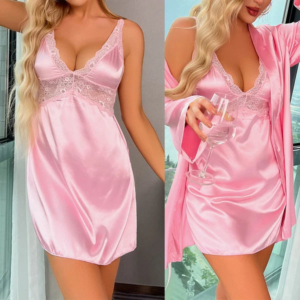 Sexy Women Lingerie Pink Lace Dress G-string Underwear Babydoll Sleepwear Gift