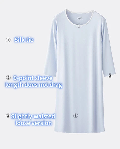 Fashion Spring Women's Three Quarter Sleeves Breathable Comfortable Nightgown Clothing-