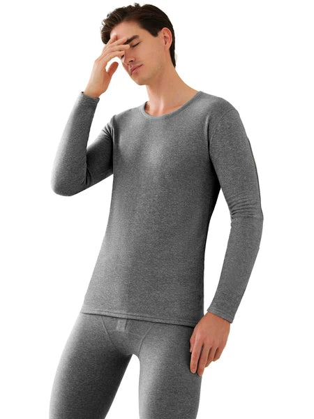 Men's Cashmere & Silk Lined Thermal Pajama Set Soft Underwear Set Long Johns
