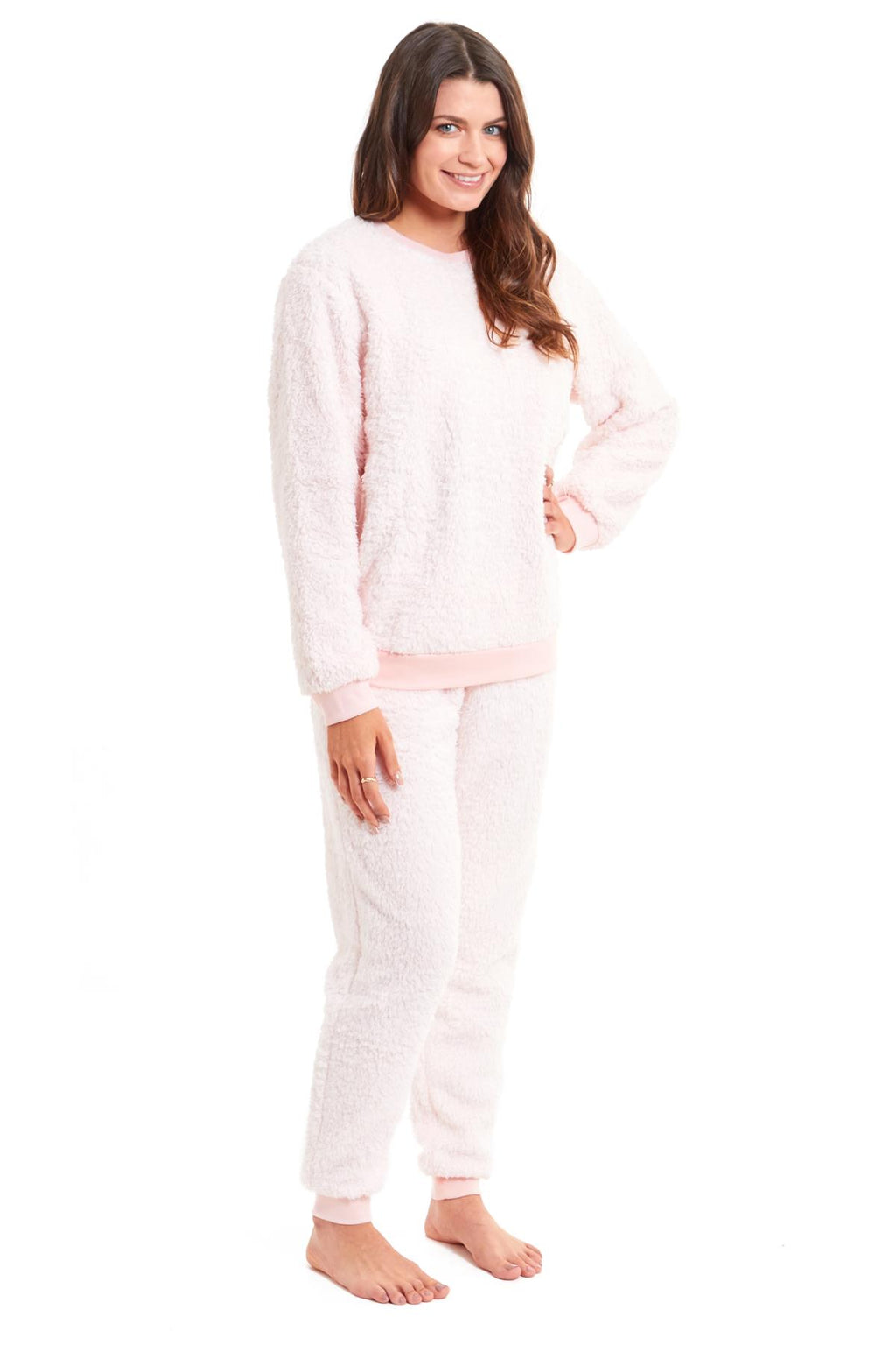 Womens Fluffy Pyjamas Soft Teddy Pyjama Set Lounge Wear Winter PJs