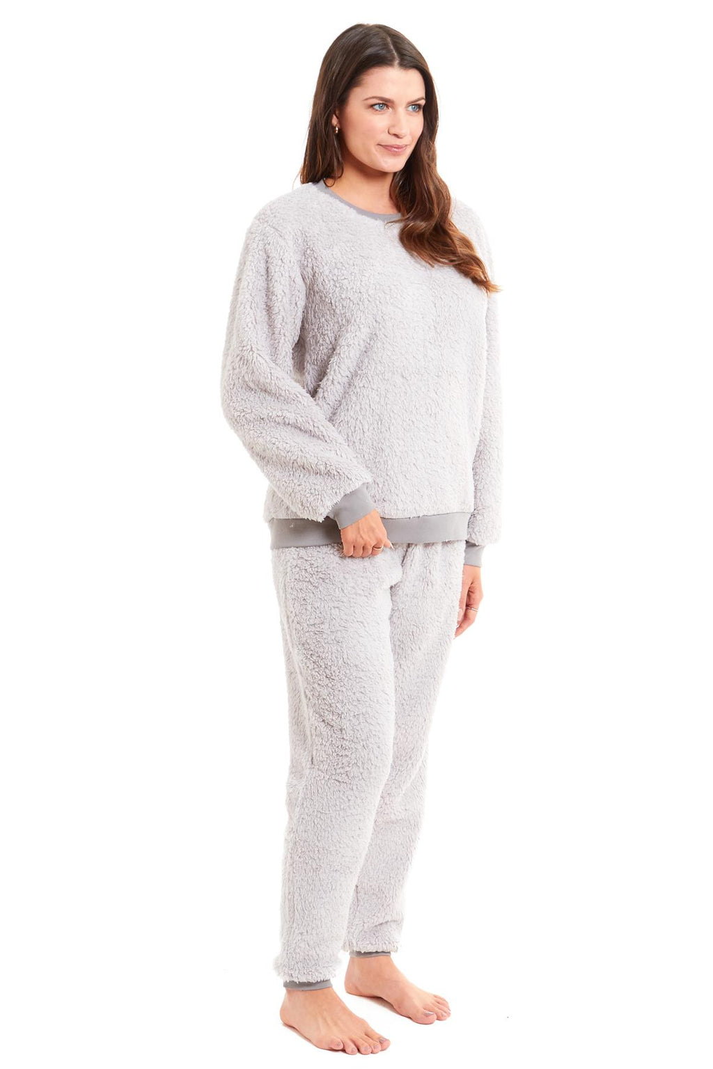 Womens Fluffy Pyjamas Soft Teddy Pyjama Set Lounge Wear Winter PJs