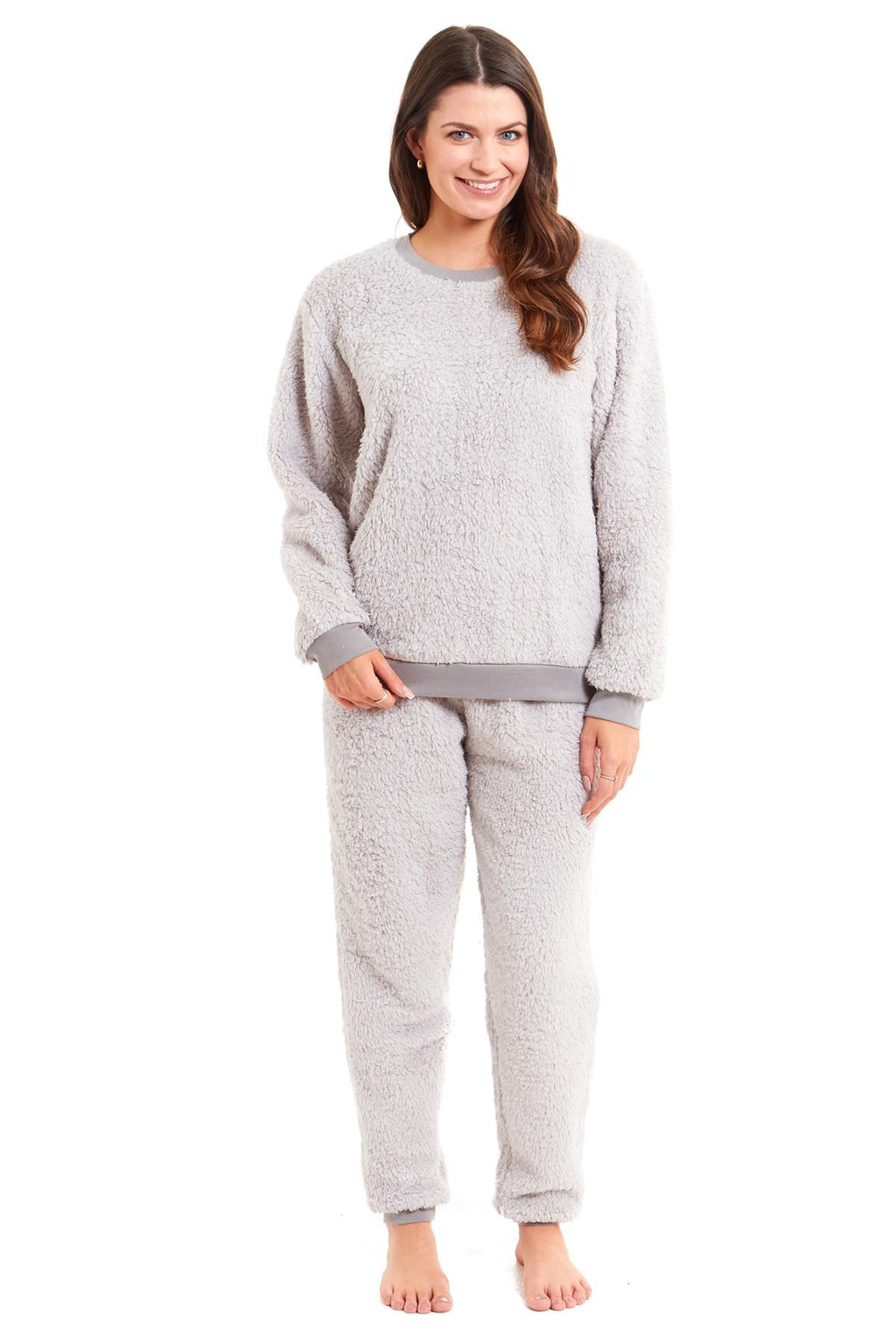 Womens Fluffy Pyjamas Soft Teddy Pyjama Set Lounge Wear Winter PJs