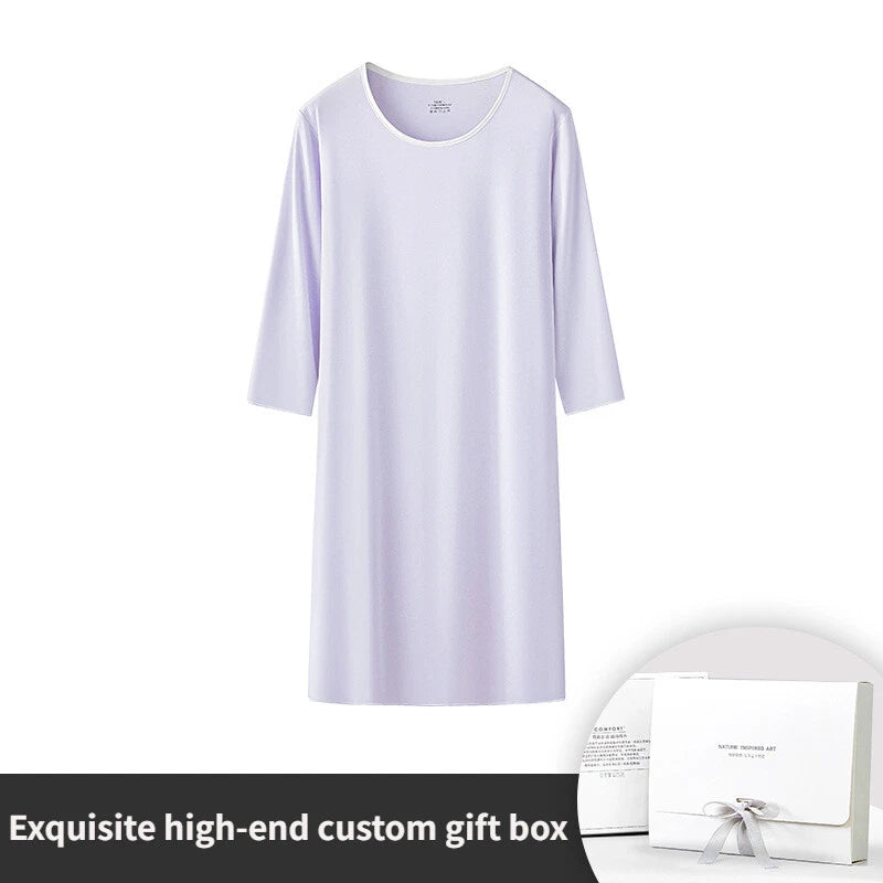 Fashion Spring Women's Three Quarter Sleeves Breathable Comfortable Nightgown Clothing-