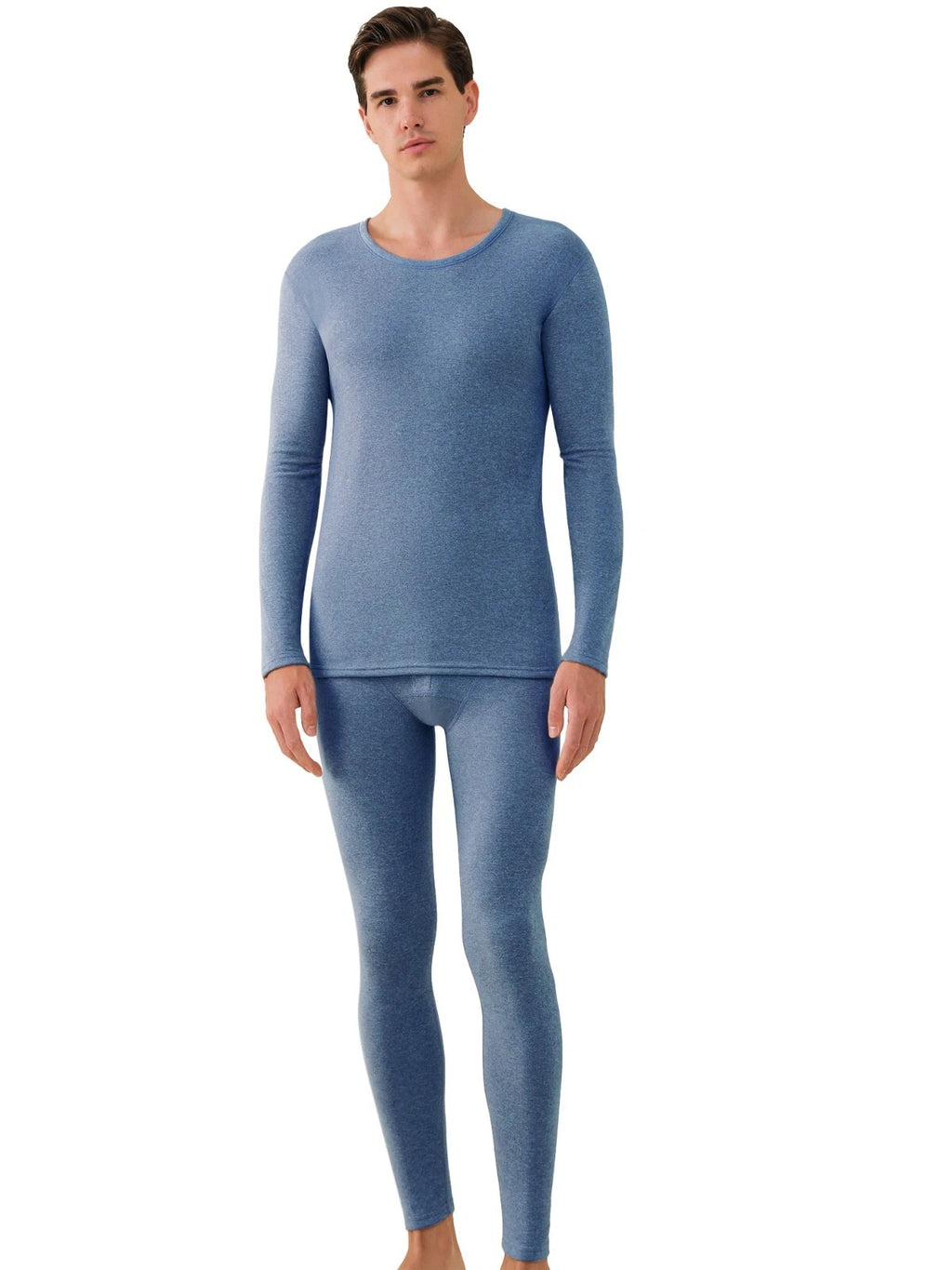 Men's Cashmere & Silk Lined Thermal Pajama Set Soft Underwear Set Long Johns