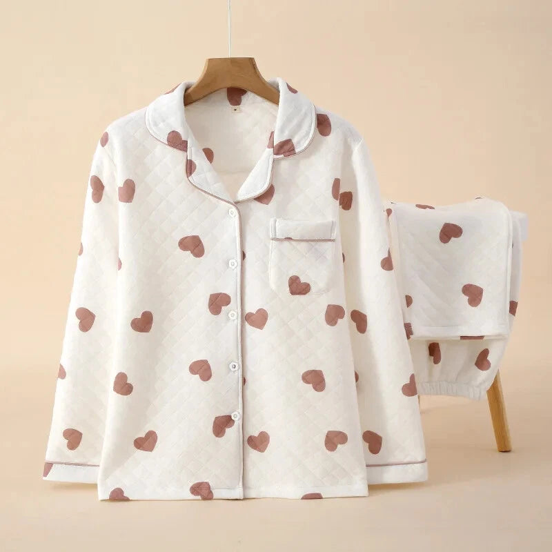 2023 Women's Pajamas Suit Cardigan Winter Pyjamas Sets Home Clothes Sleepwear