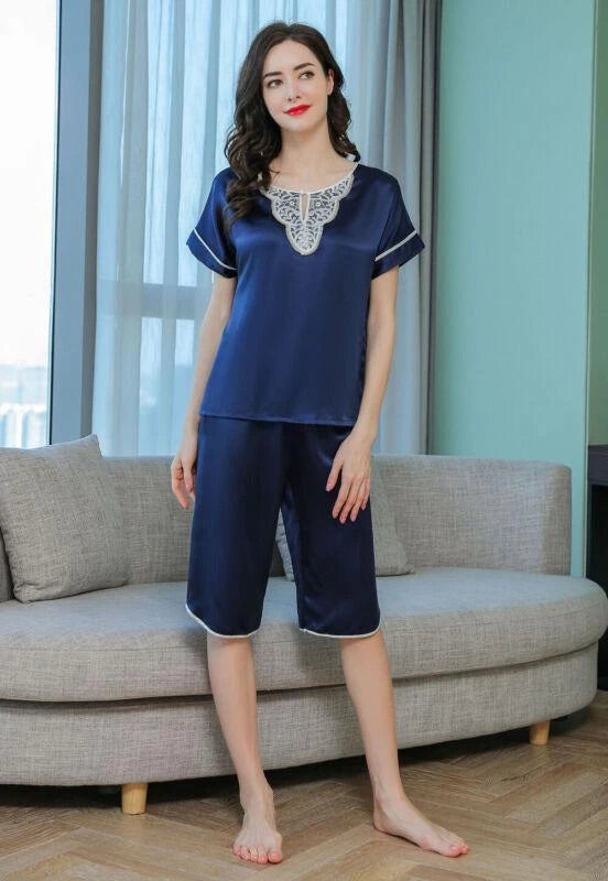 New Women Silk Pajamas Set,2 pieces,100% Mulberry Silk Sleepwear Nightwear U7198