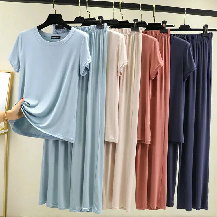 New Pajama Sets Women Lounge Cute Sleepwear Short Sleeve Casual Nightwear