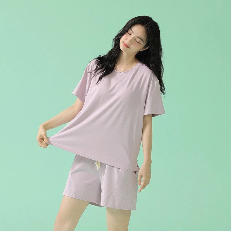 Women's Summer Soft Cool With Built-in Bra Pad Breathable Sports Pajamas Set-