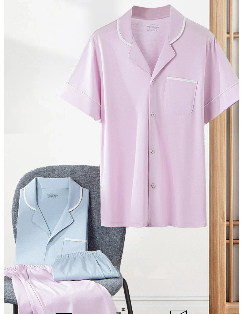 Summer Women's Pajamas Set Breathable Comfortable Comfort Thin Cool Short Sleeve Shorts-