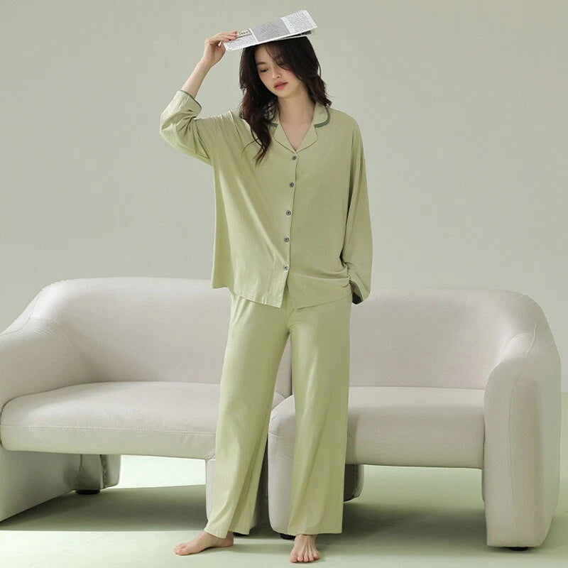 Women's Pajamas Antibacterial Dust Mite Resistant Solid Color Homewear Pajamas-
