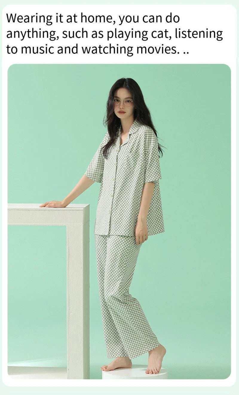 Fashion Women's Pajamas Set Short Sleeve Cool Antibacterial Comfortable Homewear Homewear-
