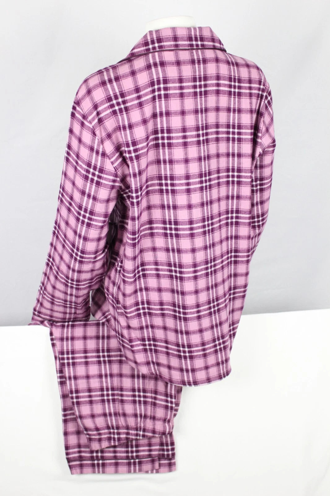 Eddie Bauer Women's 2 Piece Flannel Pajama Set Notch Collar Purple Plaid