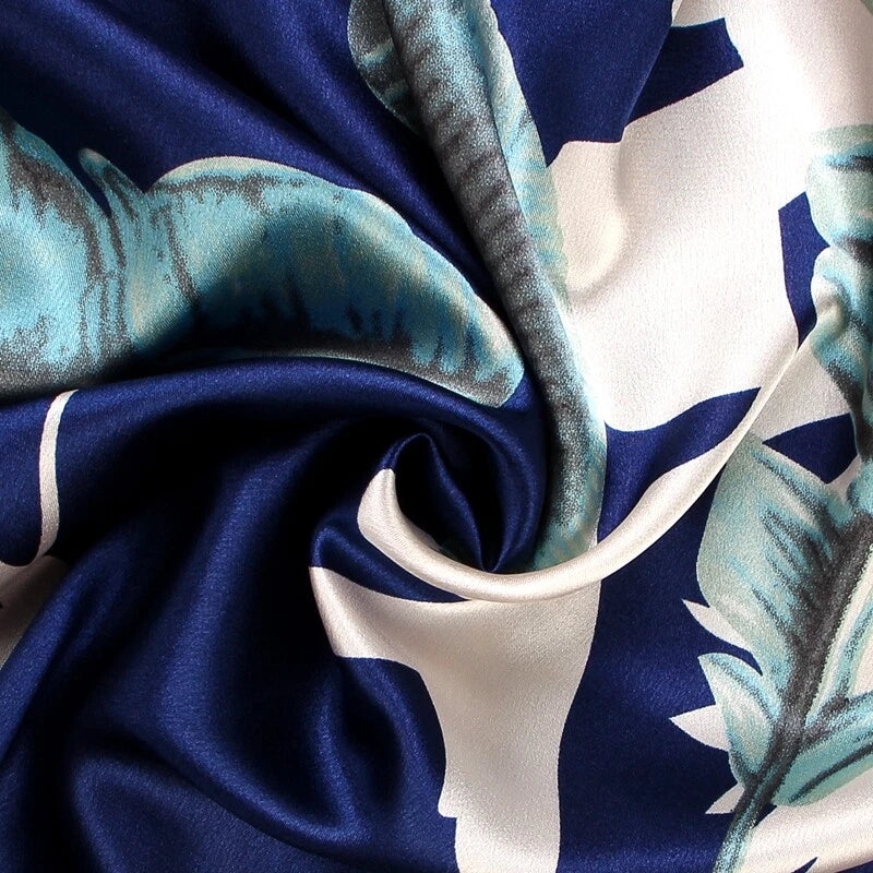 Women's Long Sleeve Silk Pajama Set Button-Down Sleepwear Print Loungewear Plus