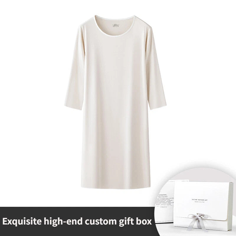 Fashion Spring Women's Three Quarter Sleeves Breathable Comfortable Nightgown Clothing-
