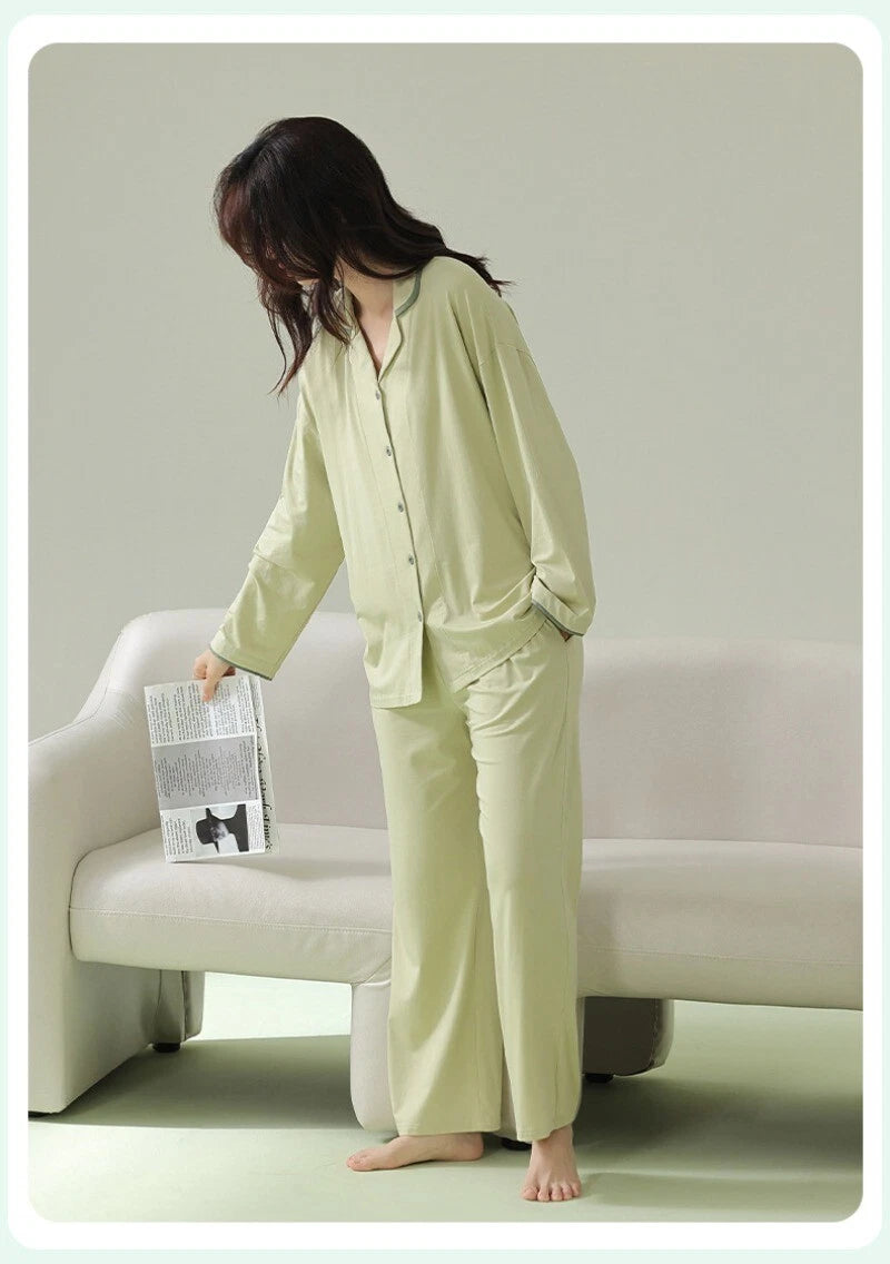 Women's Pajamas Antibacterial Dust Mite Resistant Solid Color Homewear Pajamas-