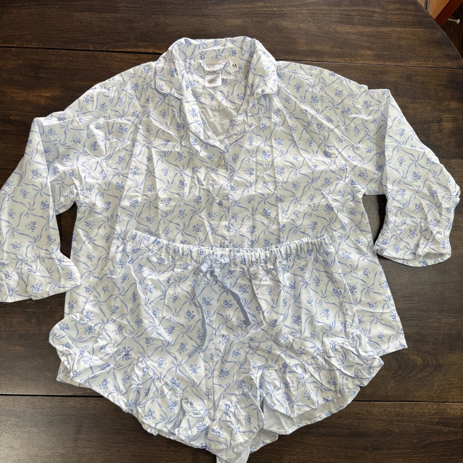 POTTERY BARN LoveShackFancy FLORAL TRELLIS SATEEN PAJAMA SET~PINK & BLUE AVAIL