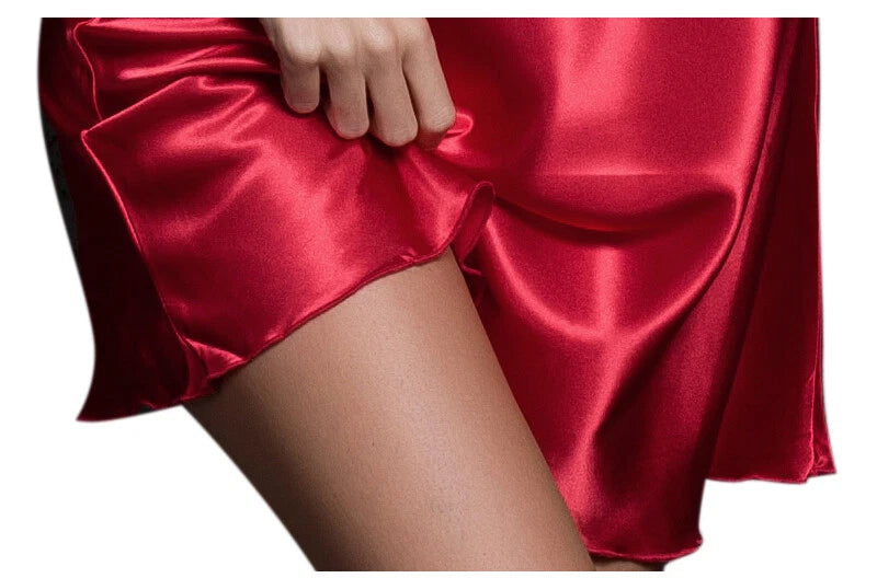 Women Satin Silk Lace Dress Sleepwear Lingerie Short Mini Nightdress Nightgown