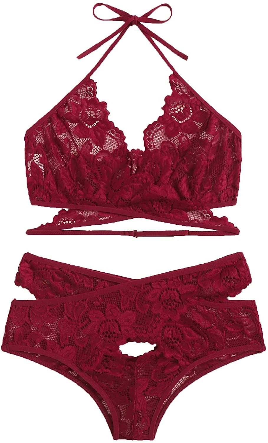 Two Piece Women Sexy Lingerie Set Lace Bra and Panty Set Babydoll Sleepwear US