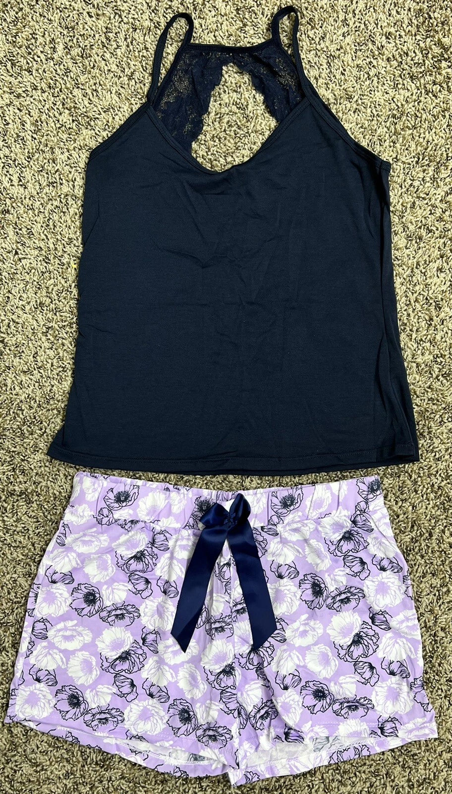 Women's talulah blue top with purple shorts  pajama set