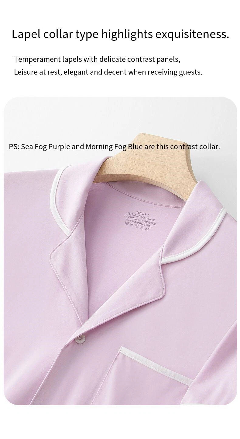 Breathable Comfort New Women Pajama Set Summer Thin Cool Short Sleeve Shorts-