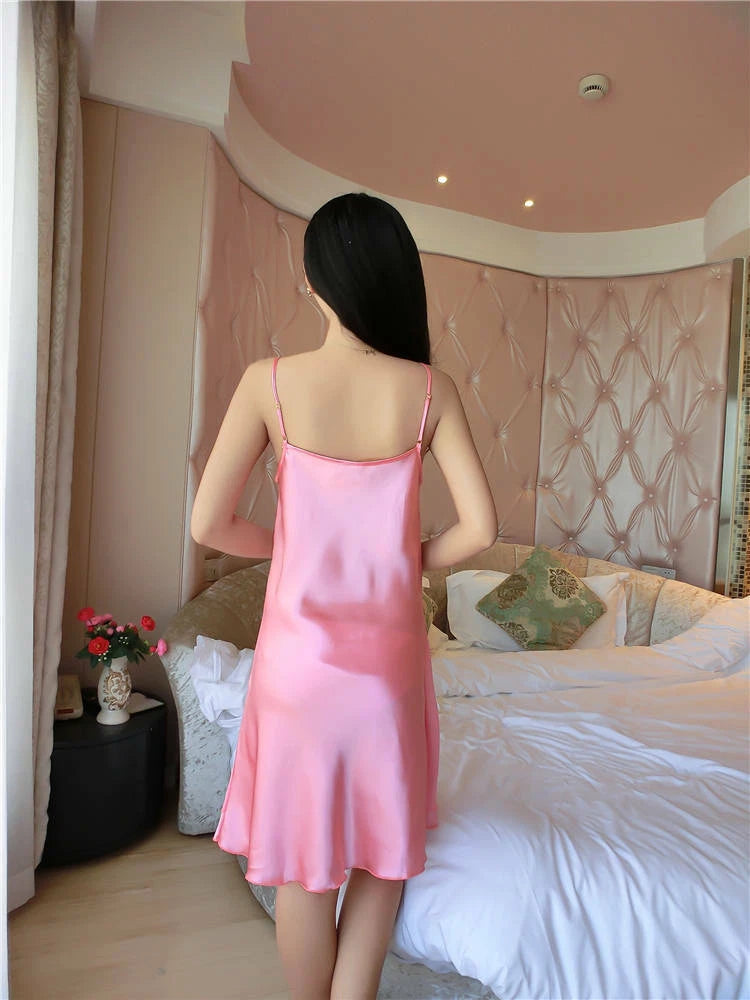 Women's Satin Pyjamas Set Short Sleeve Button-Down Sleepwear Silk PJS Loungewear