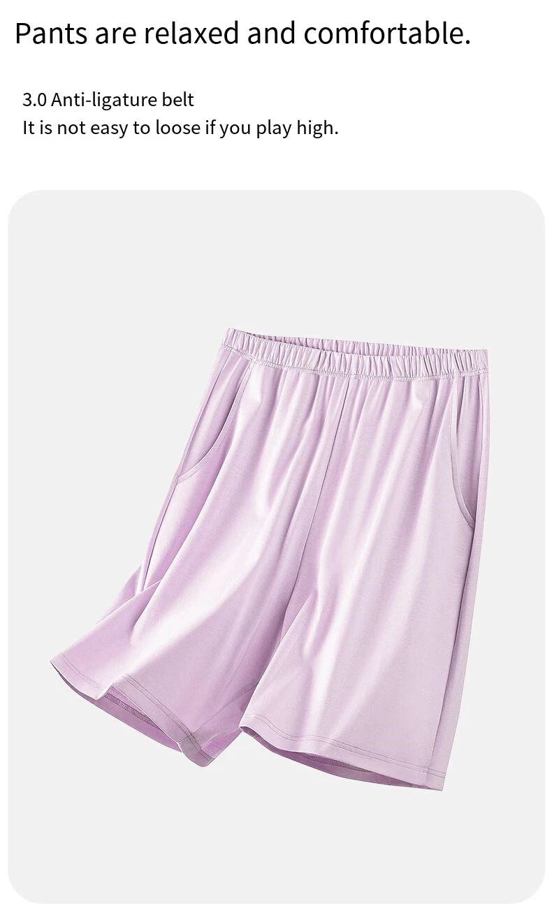 Summer Women's Pajamas Set Breathable Comfortable Comfort Thin Cool Short Sleeve Shorts-