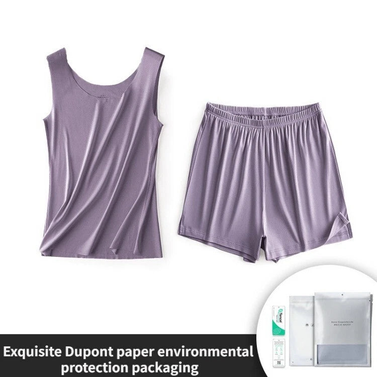 Comfortable Women Summer Pajamas Set Comfortable Casual Bacteriostasis Vest And Shorts-